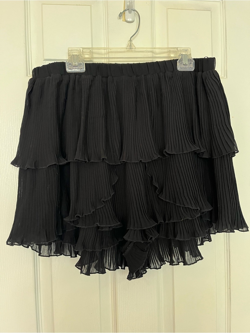 City Chic Black Pleated Ruffle Mini Skort
